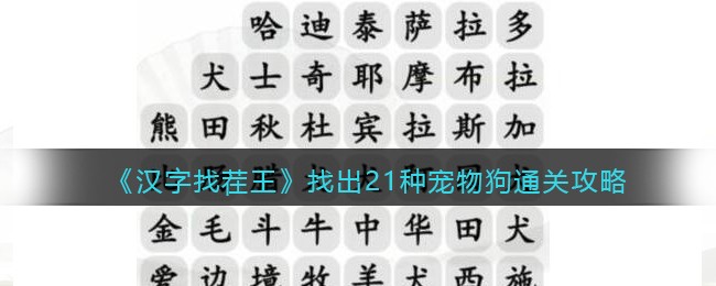 汉字找茬王怎么找出21种宠物狗[汉字找茬王宠物狗怎么过]