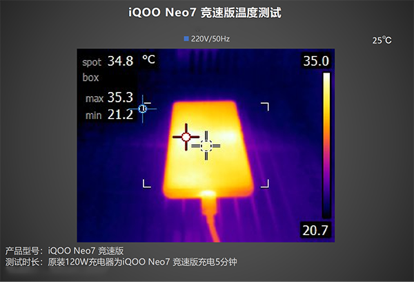 vivo iQOO Neo7竞速版充电时机身发热明显吗