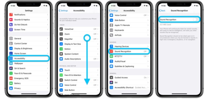 iOS 14 如何打开「声音识别」?