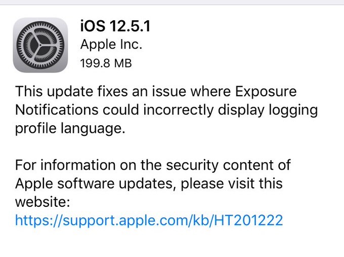 苹果 iOS 12.5.1 正式版发布：iPhone 6/Plus 等旧机型可升级，修复 COVID -19 暴露通知