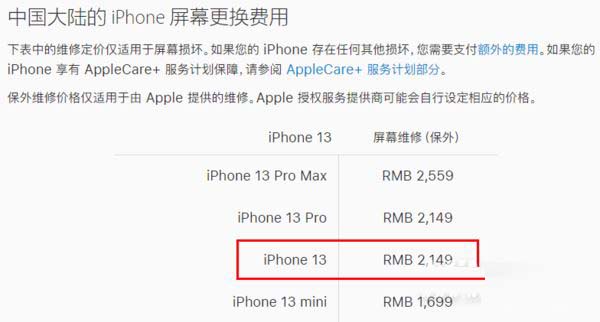 iPhone13换屏价格是多少 iPhone13换屏幕要多少钱