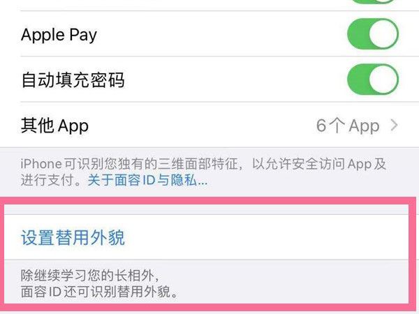 苹果面容识别可以设置几个人 苹果手机设置替用外貌教程