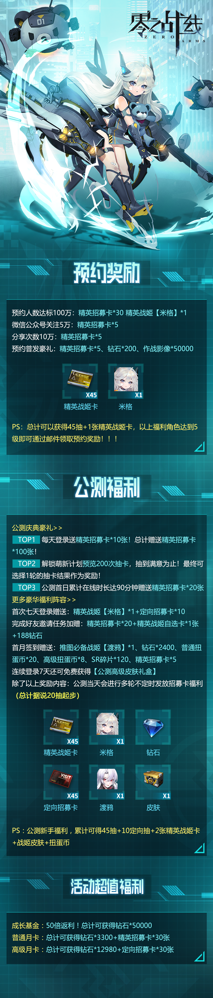 二次元休闲卡牌养成《零之战线》今日上线！