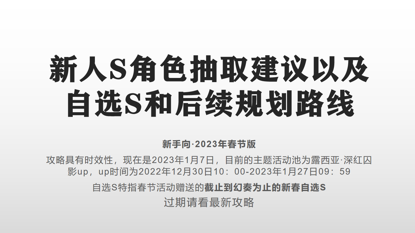 《战双帕弥什》【战双】新春版本版本萌新抽取角色以及后续路线规划建议