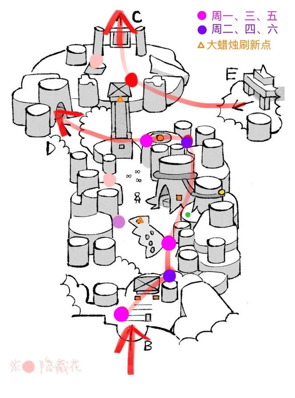 《光·遇》[攻略]雨林地图烛火路线，加上暮土的