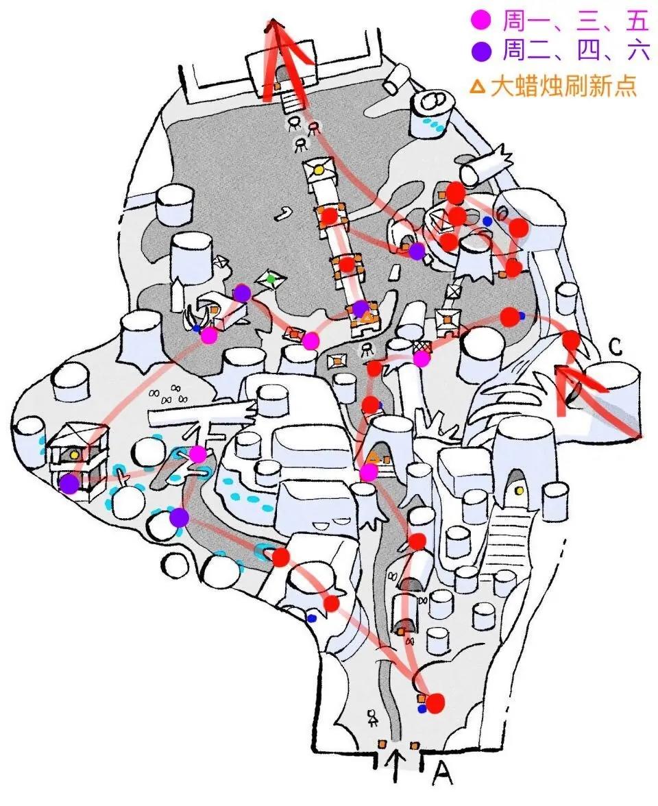 《光·遇》[攻略]雨林地图烛火路线，加上暮土的