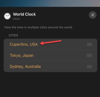 如何在iPhone锁定屏幕上更改时钟小部件中的城市