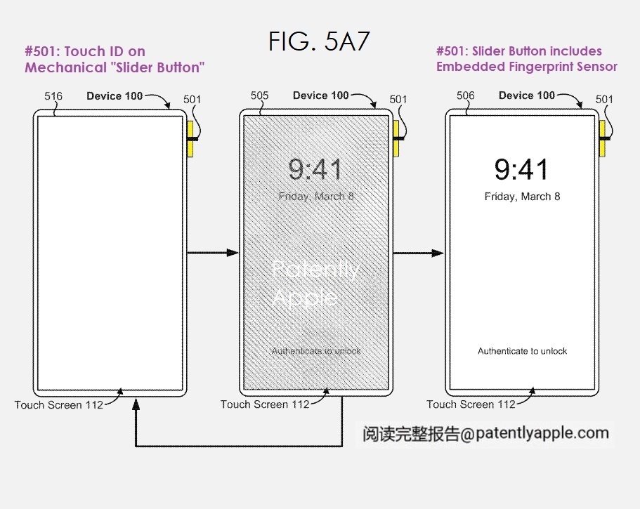 苹果新 iPhone 专利获批：右侧引入 Touch ID 指纹识别滑块按钮