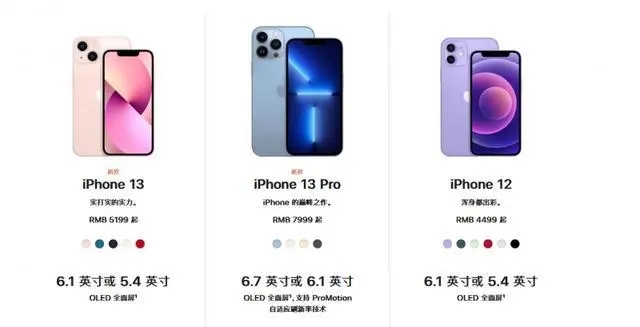 iphone13详细参数配置对比