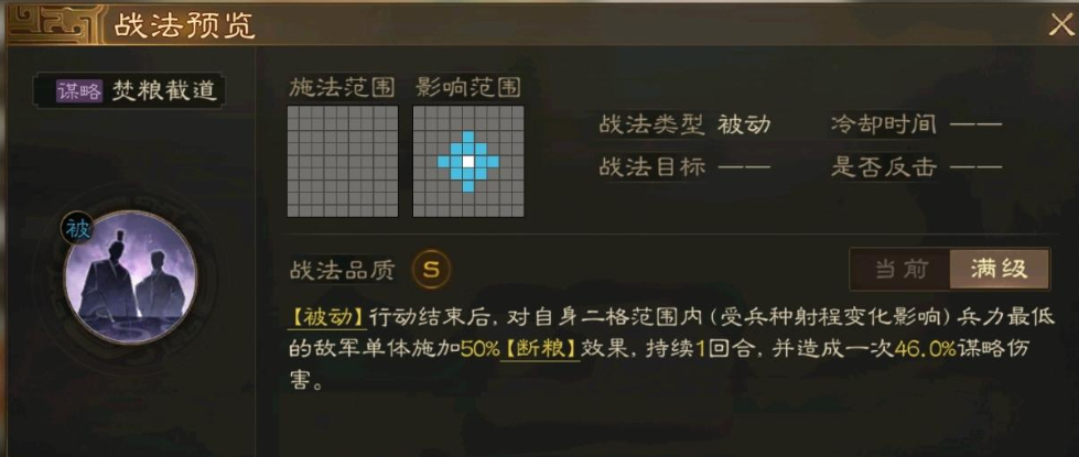 《三国志战棋版》焚粮截道战法影响范围介绍