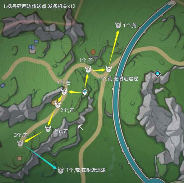 《原神》发条机关齿轮收集路线图