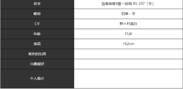 《宿命回响弦上的叹息》四季冬角色介绍一览